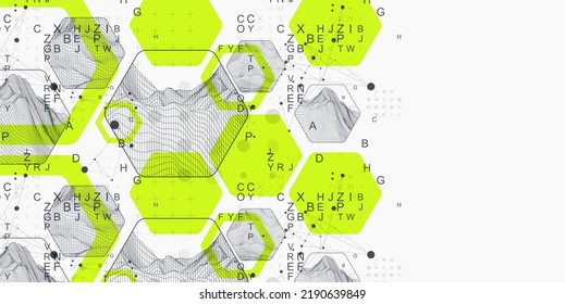 La ciencia moderna o la tecnología de fondo abstracto usando formas hexagonales. Ilustración de la superficie de la mancha del marco de cables. Vector.