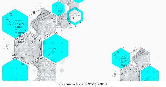 La ciencia moderna o la tecnología de fondo abstracto usando formas hexagonales. Ilustración de la superficie de la mancha del marco de cables. Vector.