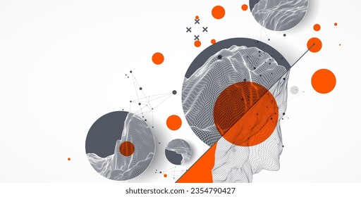 Modern science technology abstract background using circle shapes. Wireframe spot surface illustration.  Vector