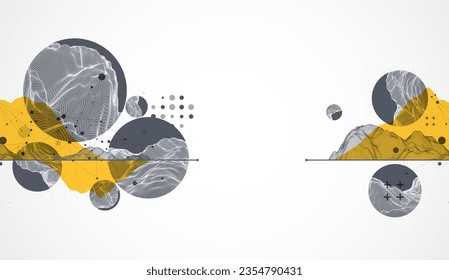 Modern science technology abstract background using circle shapes. Wireframe spot surface illustration.  Vector