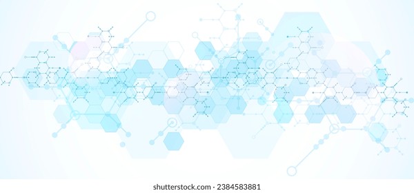 Modern science or technology abstract background using hexagonal shapes. Handmade vector art.