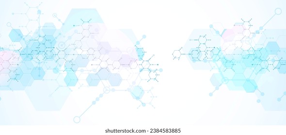 La ciencia moderna o la tecnología de fondo abstracto usando formas hexagonales. Arte vectorial hecho a mano.