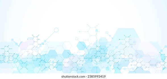 Modern science or technology abstract background using hexagonal shapes. Handmade vector art.