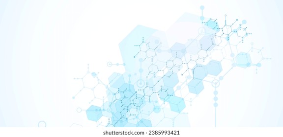 Modern science or technology abstract background using hexagonal shapes. Handmade vector art.