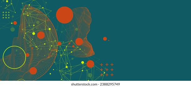 Modern science technology abstract background using circle shapes. Wireframe spot surface illustration.  Handmade vector art.