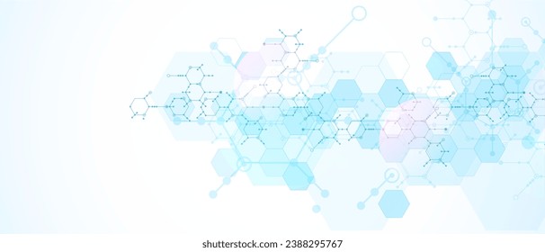 Modern science or technology abstract background using hexagonal shapes. Handmade vector art.