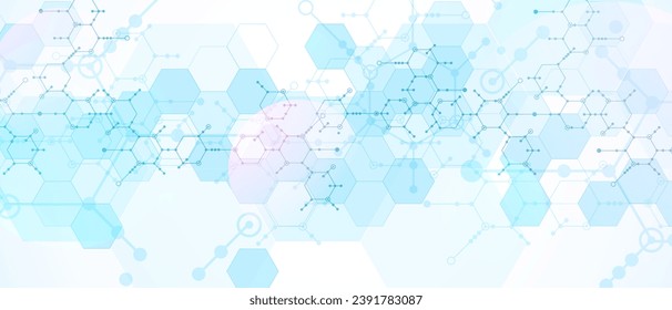 La ciencia moderna o la tecnología de fondo abstracto usando formas hexagonales. Arte vectorial hecho a mano.