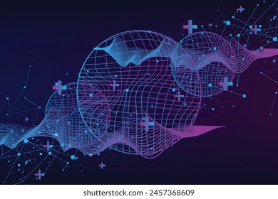 Fondo abstracto moderno de la ciencia y la tecnología usando Formas circulares. Superficie plana del modelo de alambres