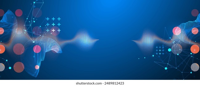 Modern science technology abstract background using circle shapes. Wireframe spot surface illustration.  Vector