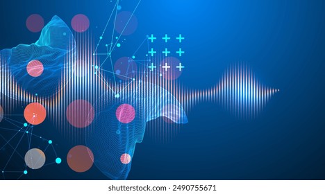 Modern science technology abstract background using circle shapes. Wireframe spot surface illustration.  Vector