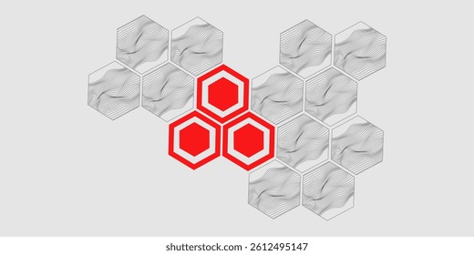 Modern science or technology abstract background using hexagonal shapes. Wireframe spot surface illustration.