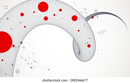 Modern science or technology art background. Vector wireframe tentacle.