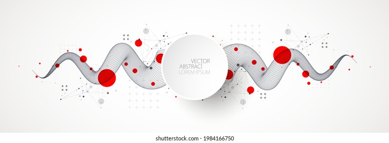 Modern science or technology art background. Vector wireframe tentacle.