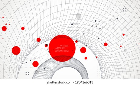 Modern science or technology art background. Vector wireframe spiral abstraction.