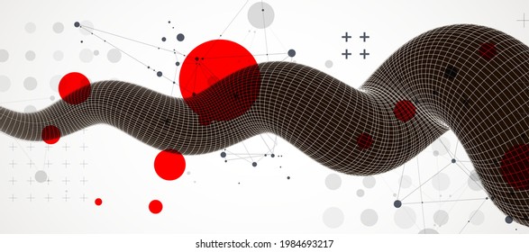Moderner wissenschaftlicher oder technologischer Kunsthintergrund. Vektor-Wireframe-Tentakel.