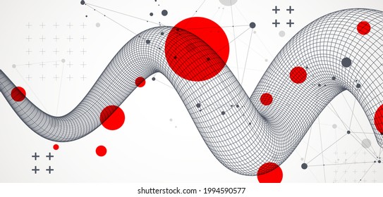 Modern science or technology art background. Vector wireframe tentacle.