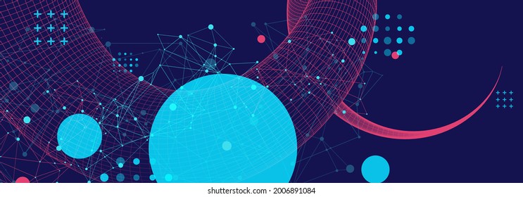 Modern science or technology art background. Vector wireframe tentacle.
