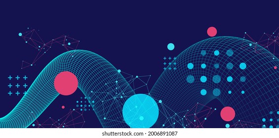 Modern science or technology art background. Vector wireframe tentacle.
