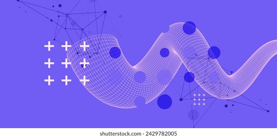 Modern science or technology art background. Hand drawn Vector wireframe tentacle.