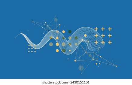 Modern science or technology art background. Hand drawn Vector wireframe tentacle.