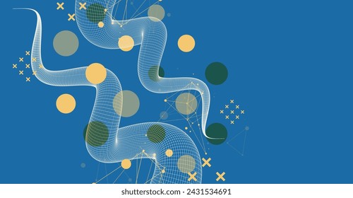Modern science or technology art background. Hand drawn Vector wireframe tentacle.