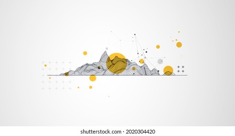 Modern science or technology art elements. Trendy abstract wireframe background. Surface illustration. Vector.