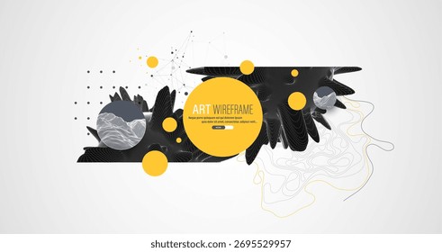 Moderna ciência e tecnologia de fundo. Esfera de arte abstrata. Tema do modelo de arames.