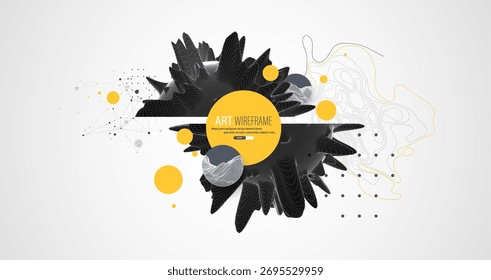 Modern science and technology background. Abstract art sphere. Wireframe theme.