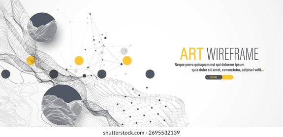 Moderna ciência e tecnologia de fundo. Arte abstrata em modelo de arame. Vetor.