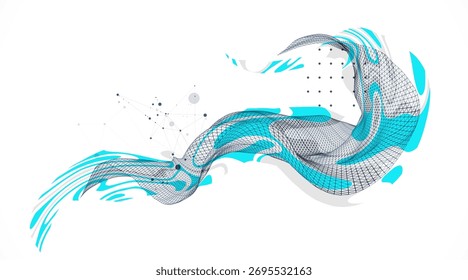 Moderna ciência e tecnologia de fundo. Arte abstrata em modelo de arame. Vetor.