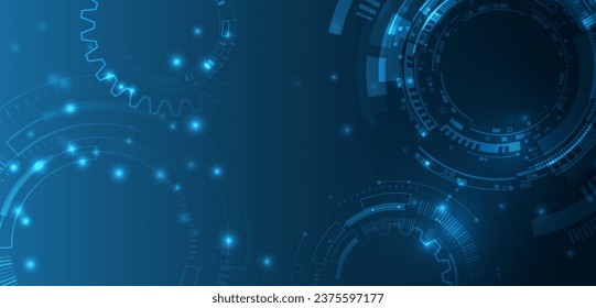 Modern science technology background. Futuristic web banner template. Internet security, protection. Digital internet communication on blue background. Engineering vector illustration. 