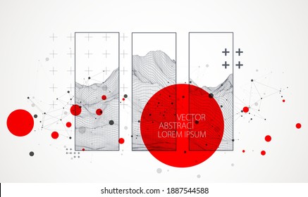 Modern science or technology elements in square. Trendy abstract background. Surface illustration. Vector.