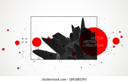 Modern science or technology elements in square. Trendy abstract background. Surface illustration. Vector.