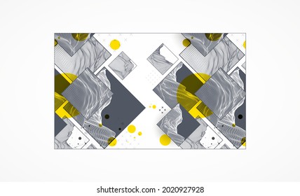 Modern science or technology elements in square. Trendy abstract background. Surface illustration. Vector.