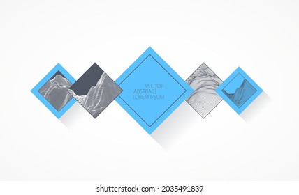 Modern science or technology elements in square. Trendy abstract background. Surface illustration. Vector.