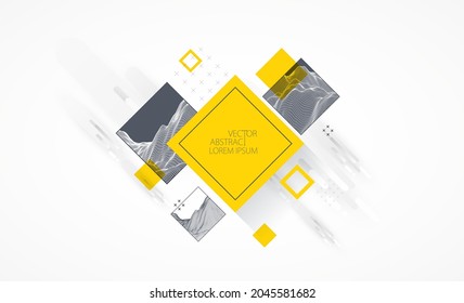 Modern science or technology elements in square. Trendy abstract background. Surface illustration. Vector.
