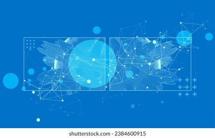 Modern science or technology elements in square. Trendy abstract background. Surface illustration. Hand drawn vector art