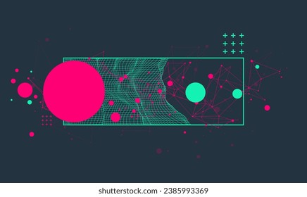 Modern science or technology elements in square. Trendy abstract background. Surface illustration. Hand drawn vector art