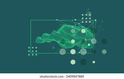 Modern science or technology elements in square. Trendy abstract background. Surface illustration. Hand drawn vector art.