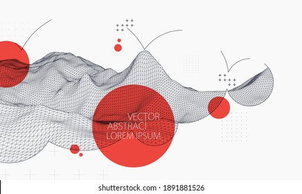 Moderne Elemente der Wissenschaft oder Technologie. Trendy abstrakter Hintergrund. Cyberspace-Oberflächengrafik. Vektorgrafik.