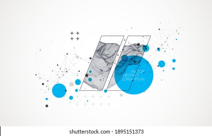 Elementos científicos o tecnológicos modernos. Fondo abstracto de moda. Ilustración de la superficie del ciberespacio. Vector.