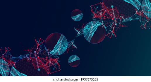 Elementos científicos o tecnológicos modernos. Fondo abstracto de moda. Ilustración de la superficie del ciberespacio. Vector.