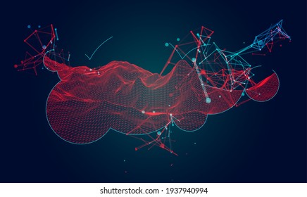 Elementos científicos o tecnológicos modernos. Fondo abstracto de moda. Ilustración de la superficie del ciberespacio. Vector.