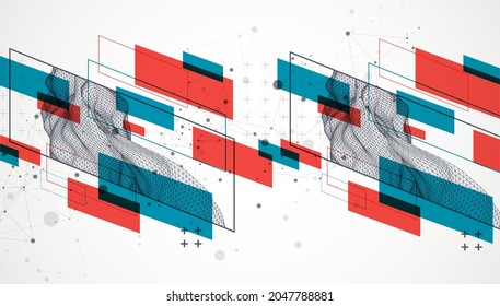Elementos científicos o tecnológicos modernos. Fondo abstracto de moda. Ilustración superficial. Vector.