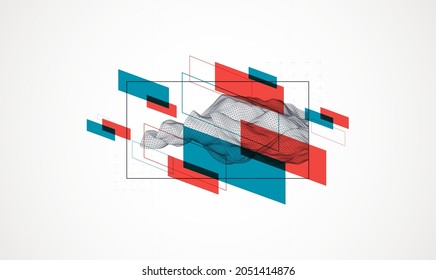Modern science or technology elements. Trendy abstract background. Surface illustration. Vector.