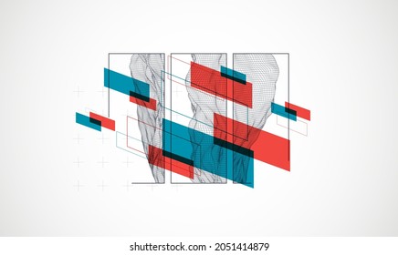 Elementos científicos o tecnológicos modernos. Fondo abstracto de moda. Ilustración superficial. Vector.