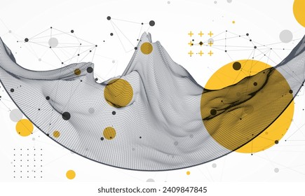 Modern science or technology elements. Trendy abstract background. Cyberspace surface illustration. Hand drawn vector.