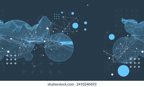 Modern science or technology elements. Trendy abstract background. Cyberspace surface illustration. Hand drawn vector.