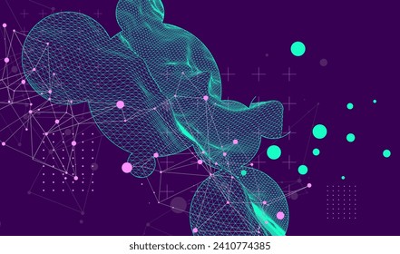 Modern science or technology elements. Trendy abstract background. Cyberspace surface illustration. Hand drawn vector.