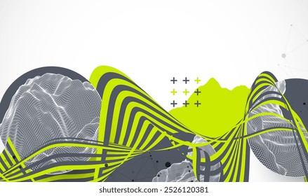 Modern science or technology elements. Trendy abstract background. Cyberspace surface illustration. Hand drawn vector.